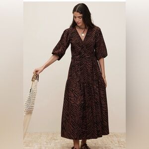 Banana Republic White Lotus Cotton Wrap Dress | Size Large | NWT